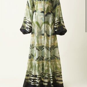 H&M conscious collection. Lightweight maxi dress blue green print.